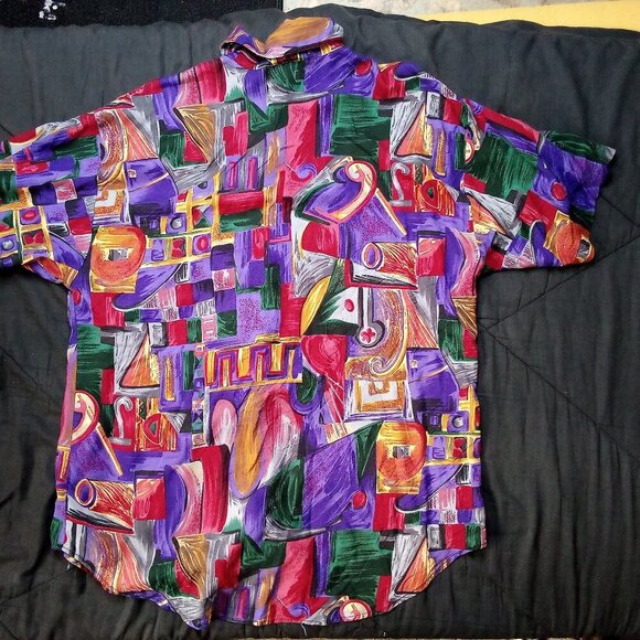 Vintage Jeri Marque Abstract Geometric Button Shirt - Picture 6 of 6